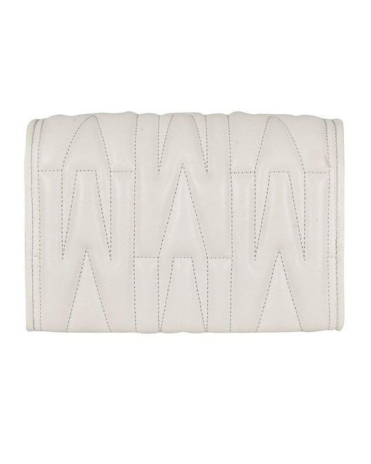 Moschino White Logo Plaque Chain-link Wallet