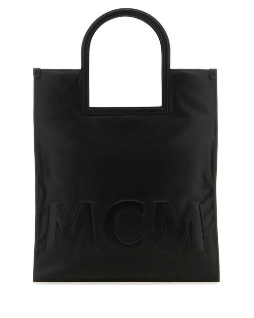 MCM Black Logo Detailed Top Handle Bag