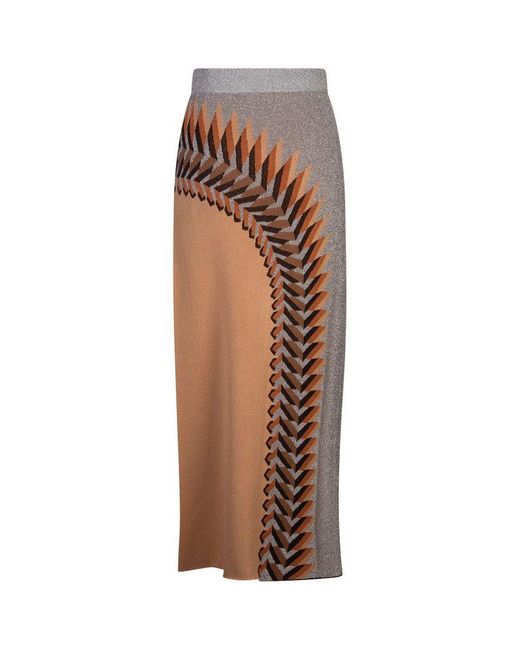 Rabanne Brown Long Lurex-Jacquard Skirt