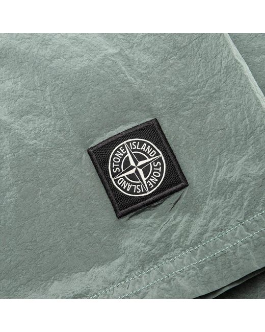 Stone Island Green Compass Patch Garment Dyed Shorts for men