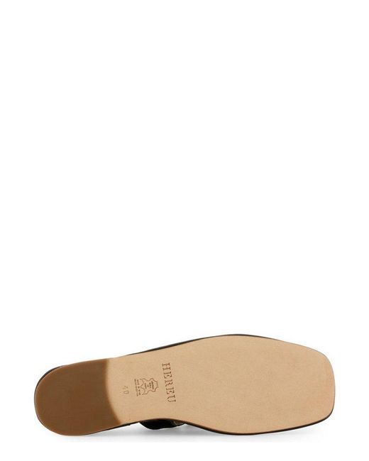 Hereu Black Llasada Square-Toe Ballet Flats