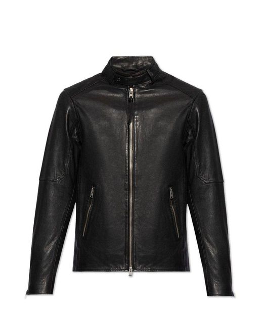 AllSaints Black Timeless Biker Jacket for men