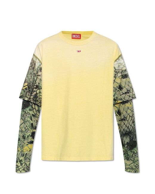 DIESEL Yellow Long Sleeve T-shirt 't-wesher-n5', for men