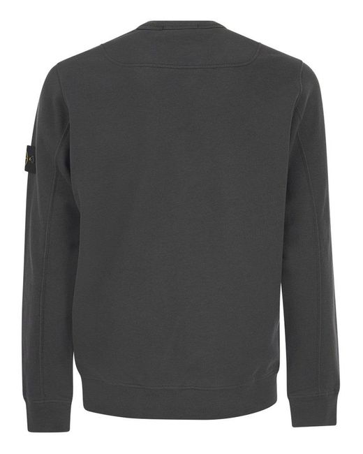 Stone Island Gray Crew Neck Sweatshirt In Frosted Cotton for men