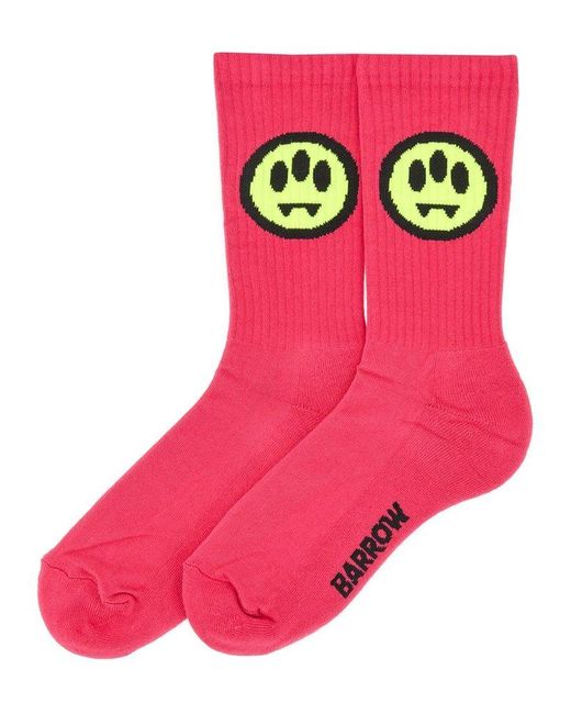 Barrow Pink Logo Intarsia Ankle Socks