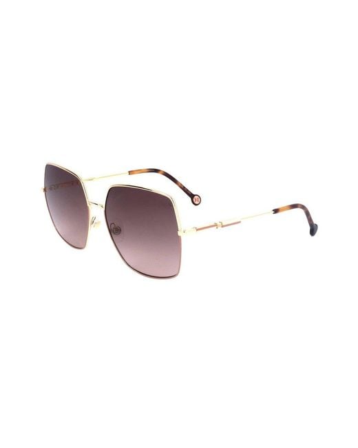 Carolina Herrera Metallic Full Rim Square Frame Sunglasses