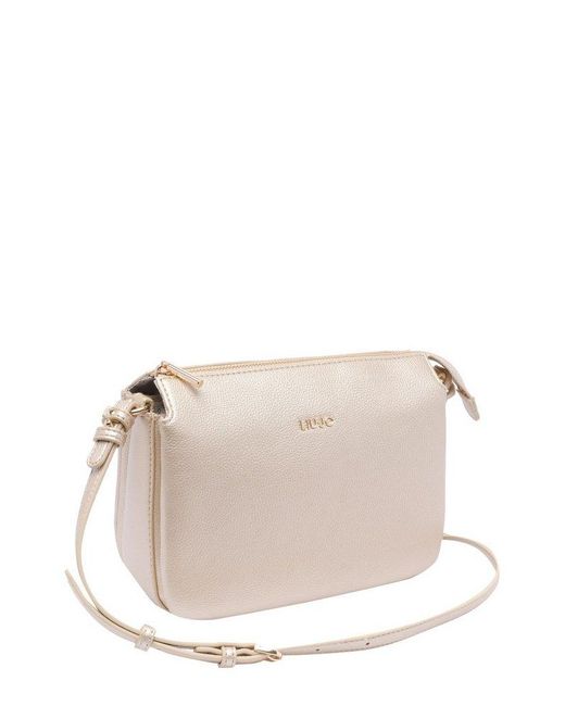 Liu Jo Gray Logo Lettering Zipped Crossbody Bag