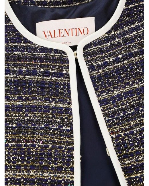 Valentino Black Tweed Party Crewneck Long-sleeved Jacket