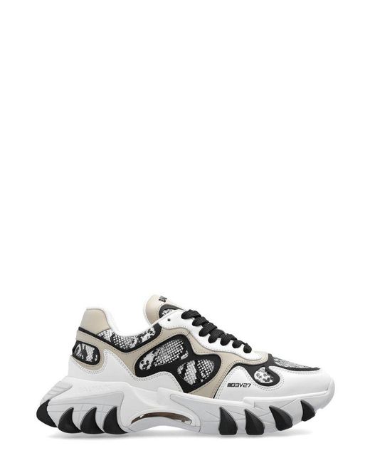 Balmain White B-east Snakeskin-effect Sneakers