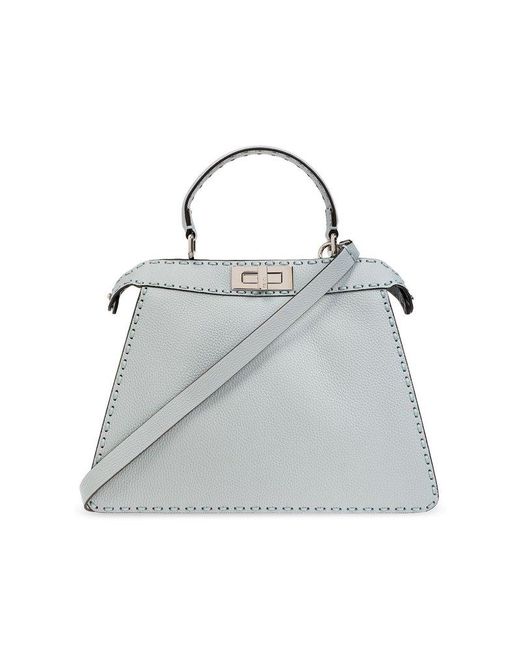 Fendi Gray Peekaboo Medium Top Handle Bag
