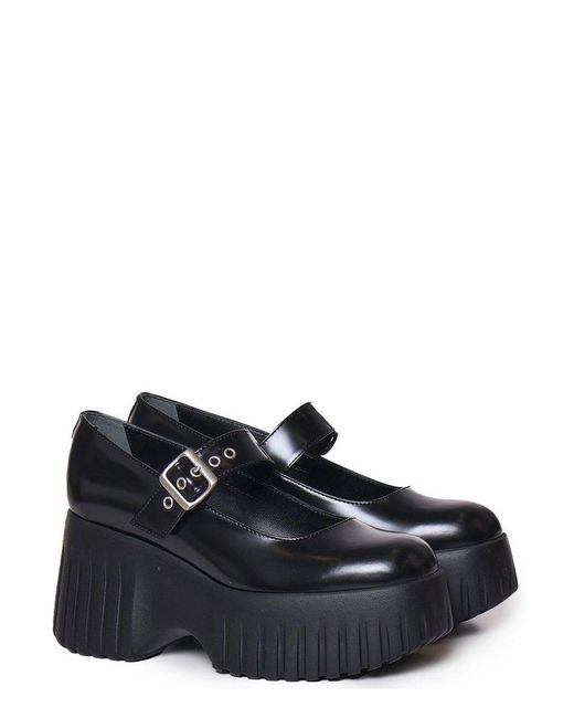 Hogan Black Wedge Mary Jane Shoes