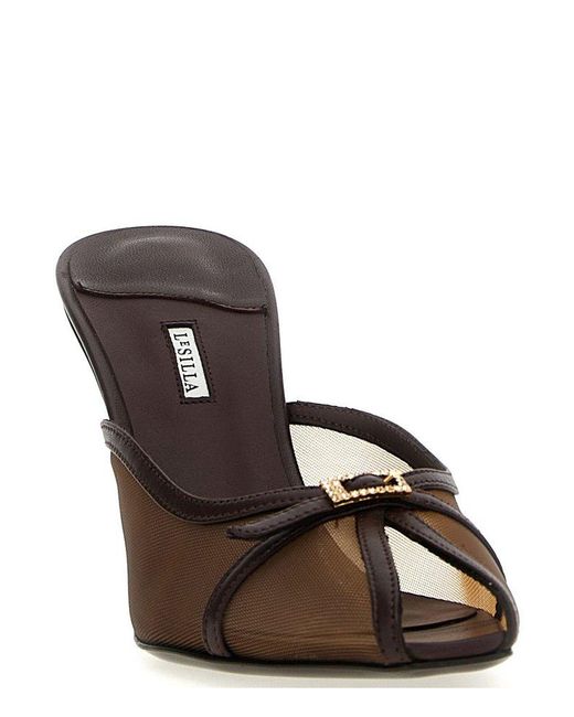 Le Silla Vittoria Embellished Sandals in Brown | Lyst