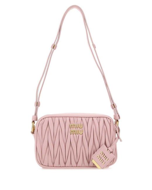 Miu Miu Pastel Nappa Leather Shoulder Bag in Pink | Lyst Canada