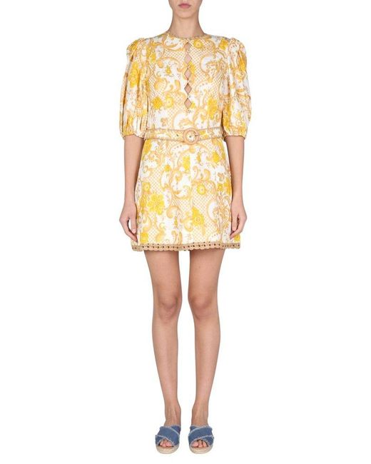 Zimmermann Linen Postcard Mini Dress in Yellow - Lyst