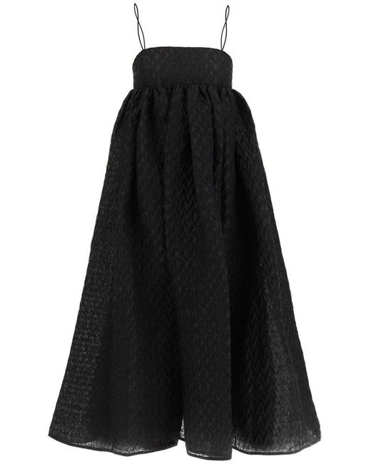 Cecilie Bahnsen Spaghetti Strapped A-line Maxi Dress in Black | Lyst Canada