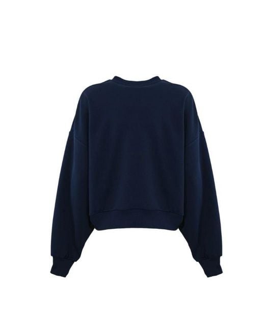 Elisabetta Franchi Blue Maxi Logo Embossed Sweatshirt