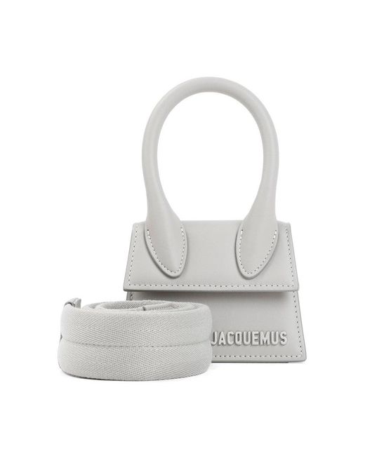 Jacquemus Gray Le Chiquito Logo Plaque Mini Shoulder Bag for men