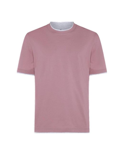 Brunello Cucinelli Purple Short Sleeved Crewneck T-shirt for men