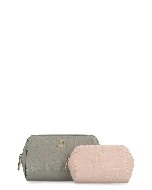 Furla Gray Camelia Zip-Up Set Of Two Beauty Case