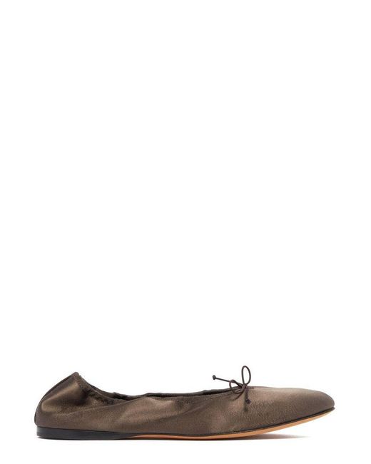 The Row Brown Bow Detailed Slip-On Flat Shoes