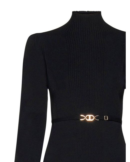 Twinset Black Oval-T Clasp Seamless Jumper