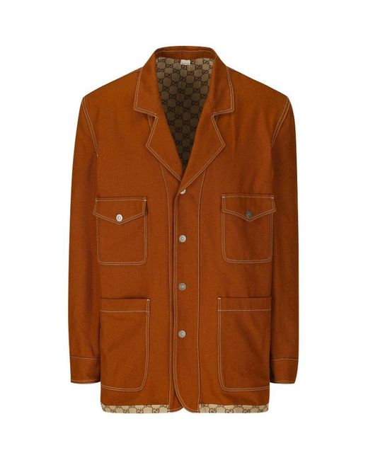 Gucci GG Jacquard Reversible Jacket in Brown for Men | Lyst