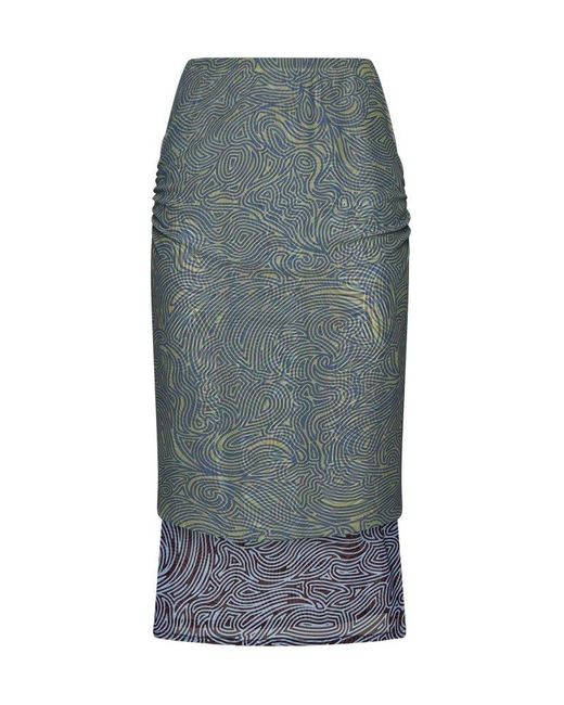 Dries Van Noten Gray Pattern-printed Layered Skirt