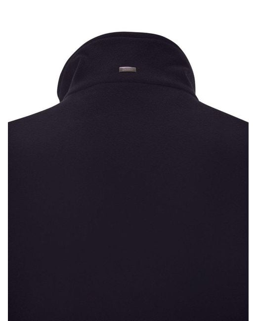 Herno Blue Press-Stud Placket High Neck Jacket for men