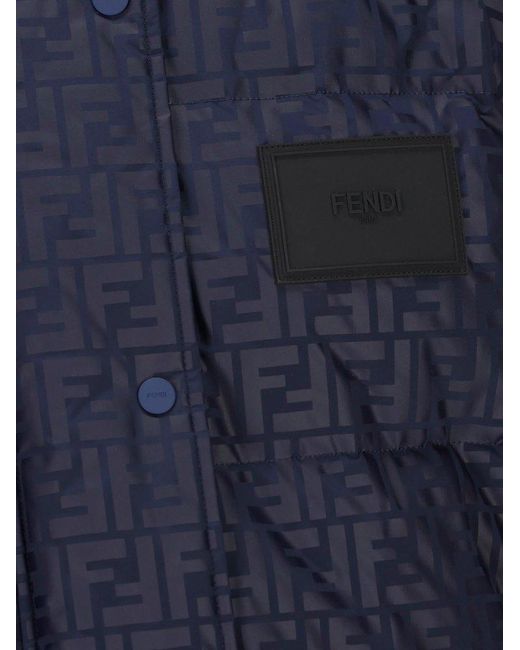 Fendi Reversible Monogram Puffer Jacket in Blue