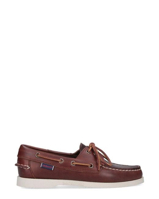 Sebago Brown Docksides Portland Waxed Boat Shoes