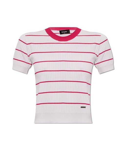 DSquared² Pink Striped Pattern Top,