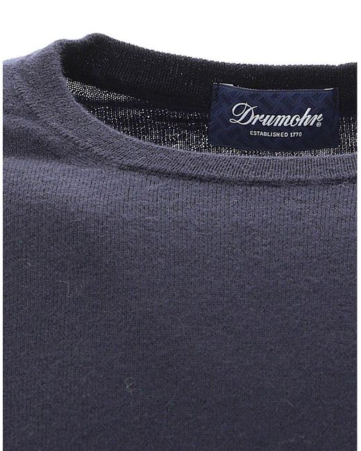 Drumohr Blue Long Sleeved Crewneck Jumper for men