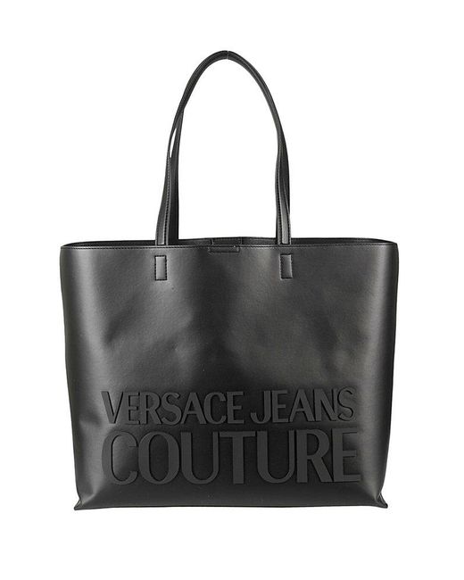 Versace Jeans Black Logo-embossed Top Handle Bag