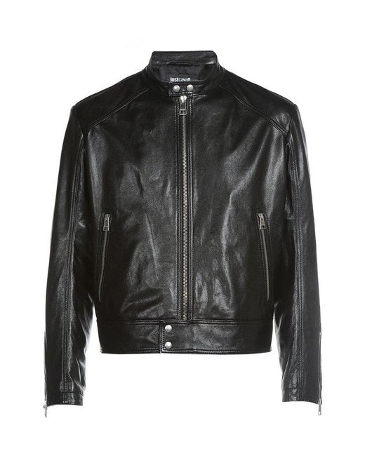 Just Cavalli Classic Zip-up Leather Jacket in Black for Men Save 14% Mens Jackets Just Cavalli Jackets 