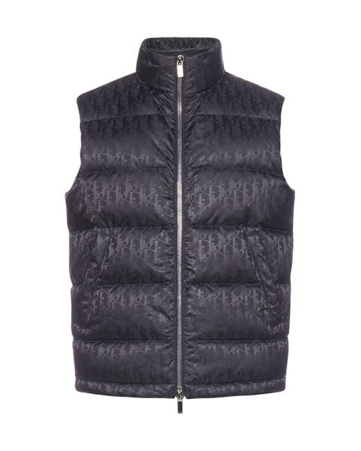 Dior Oblique Sleeveless Down Jacket in Blue for Men | Lyst
