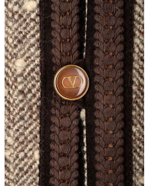 Valentino Brown Button-Up Crewneck Jacket for men