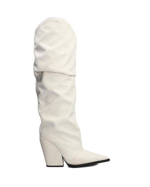 Alexandre Vauthier White Pointed-toe Knee High Boots