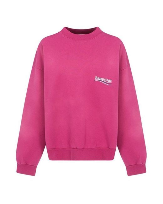 Balenciaga Pink Logo Printed Crewneck Sweatshirt for men