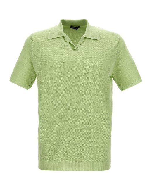 Roberto Collina Green Knit Polo Shirt for men