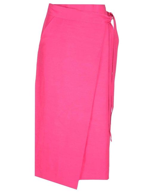 P.A.R.O.S.H. Pink Wrap Midi Skirt