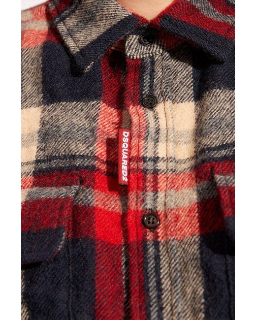 DSquared² Red Checked Long-sleeved Shirt