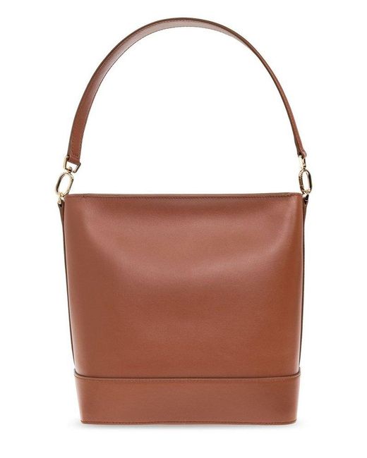 Anine Bing Brown Lili Logo Patch Shoulder Bag