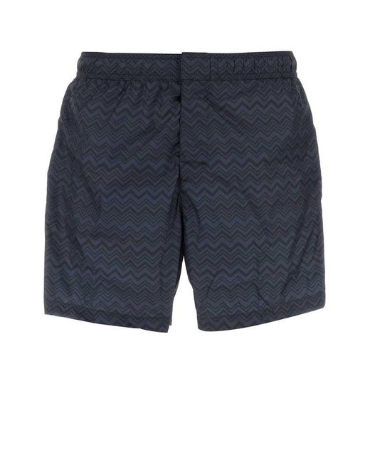 Missoni Blue Printed Polyester Swimming Shorts for men