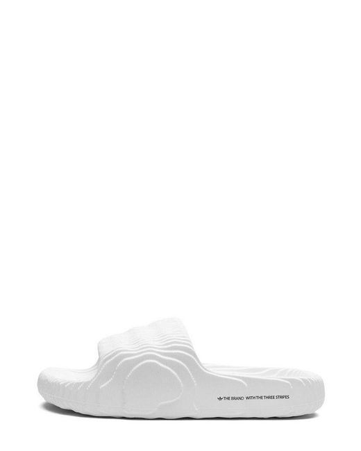 Adidas Originals White Adilette 22 Logo Printed Slides for men