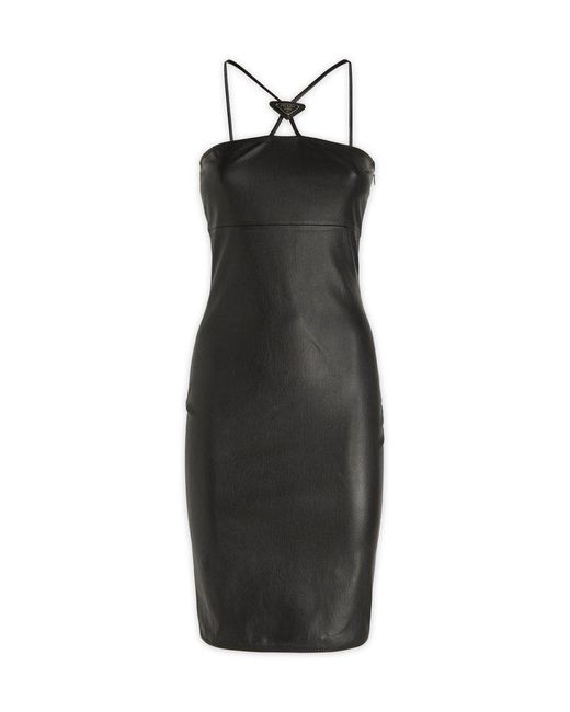 Prada Black Halter-strap Lambskin Dress