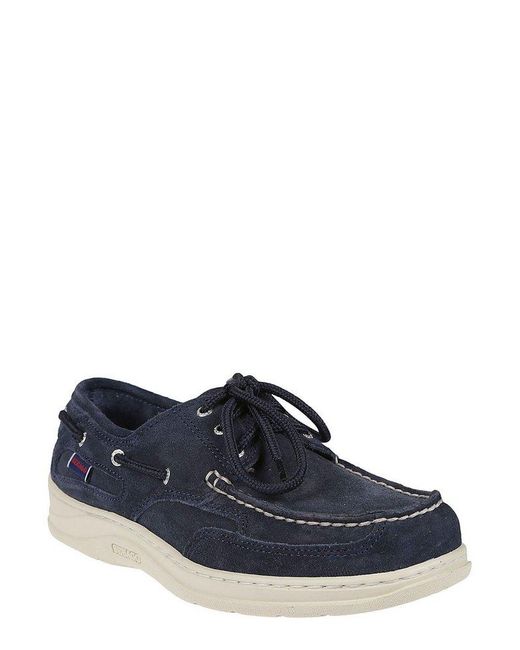 Sebago Blue Round-toe Lace-up Detailed Loafers for men