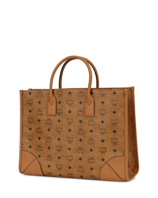 MCM Brown Large München Open Top Tote Bag