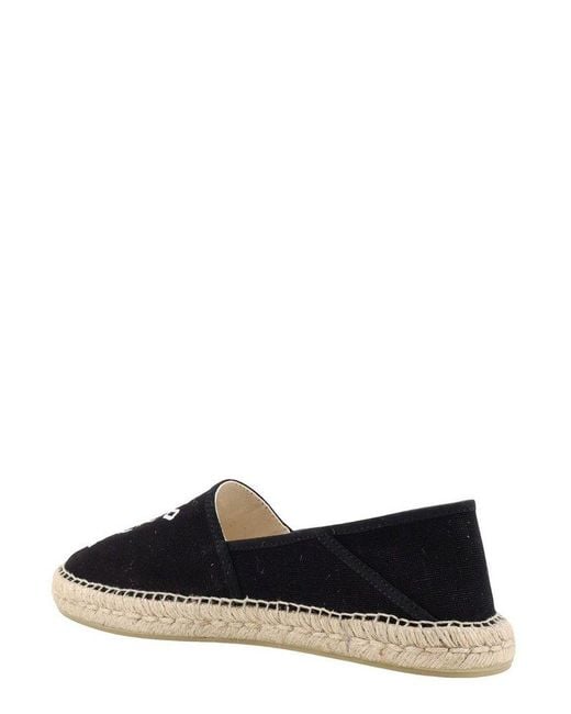 KENZO Black Logo Embroidered Slip-On Espadrillas for men