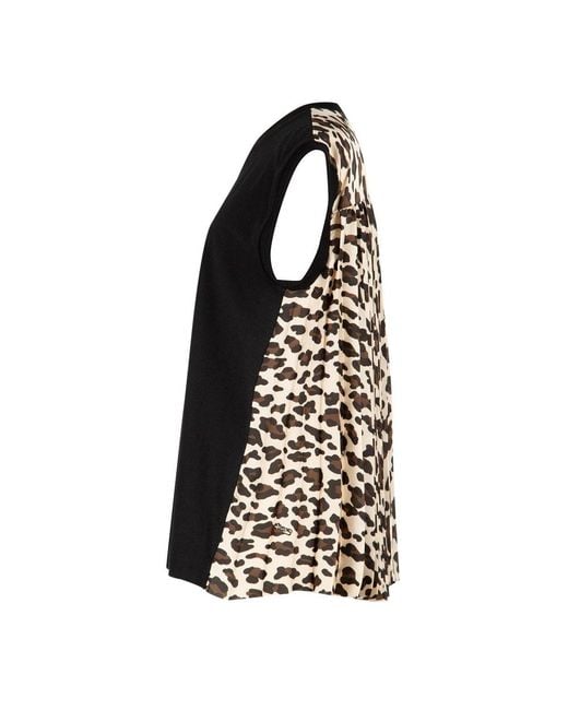 Sacai Leopard Print Cotton Jersey T-Shirt in Black | Lyst