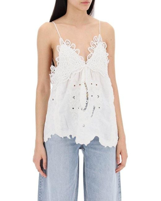 Isabel Marant White "Victoria Lace Top With Elegant